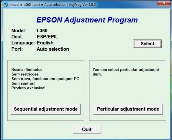 Epson L360 Resetter