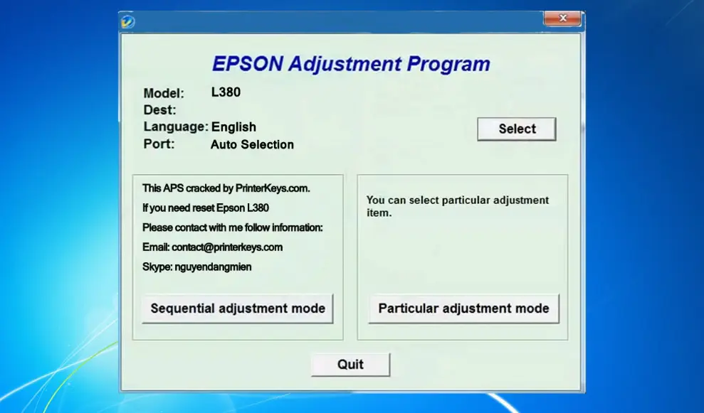 Epson L380 Resetter cracked