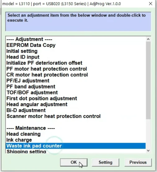 Epson L3150 Red light blinking
