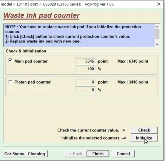 Epson L3150 Red light blinking