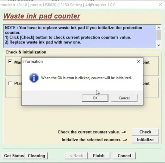 Epson L3150 Red light blinking