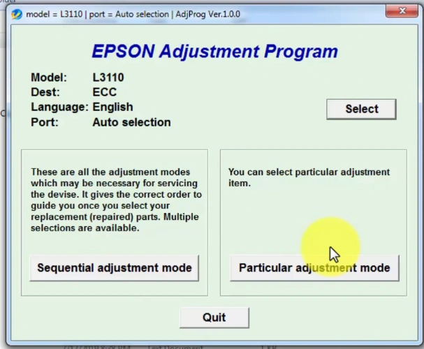 Epson l3110 Resetter