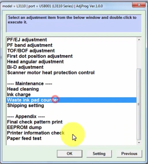 Epson L3110 Resetter
